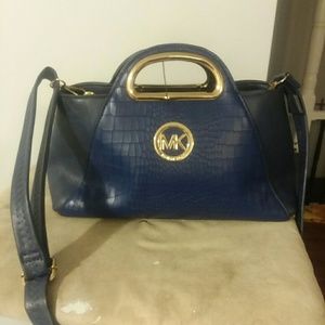 MK blue leather hand bag